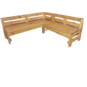 L shaped pine bench made from solid wood